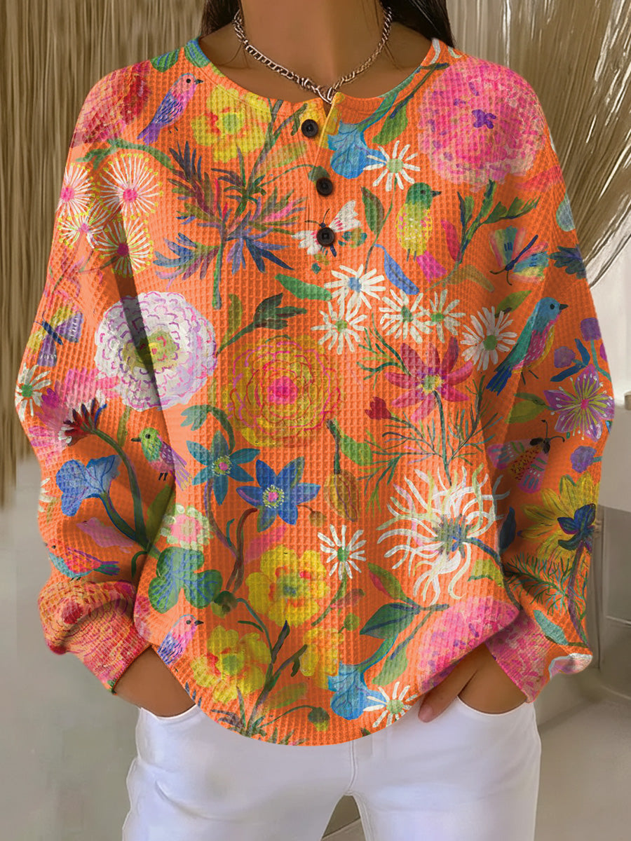 Freja™ - Pullover med färgglatt blommönster