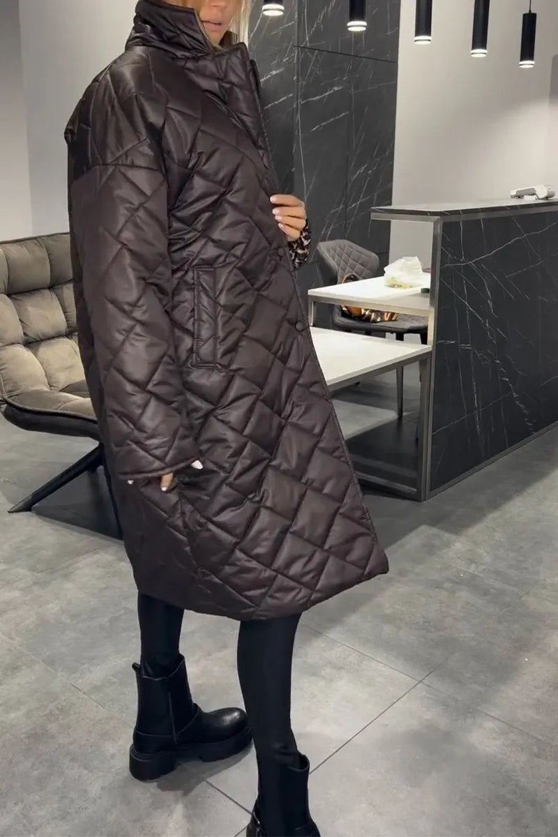 Ofira™ – Vändbar Quiltad Kappa med Leopardfoder