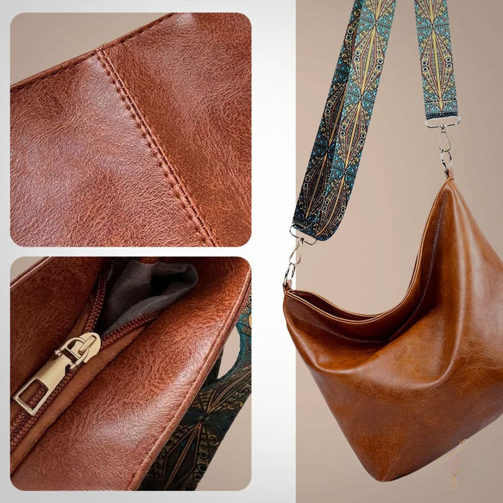 Greta - Vintage läderaxelväska