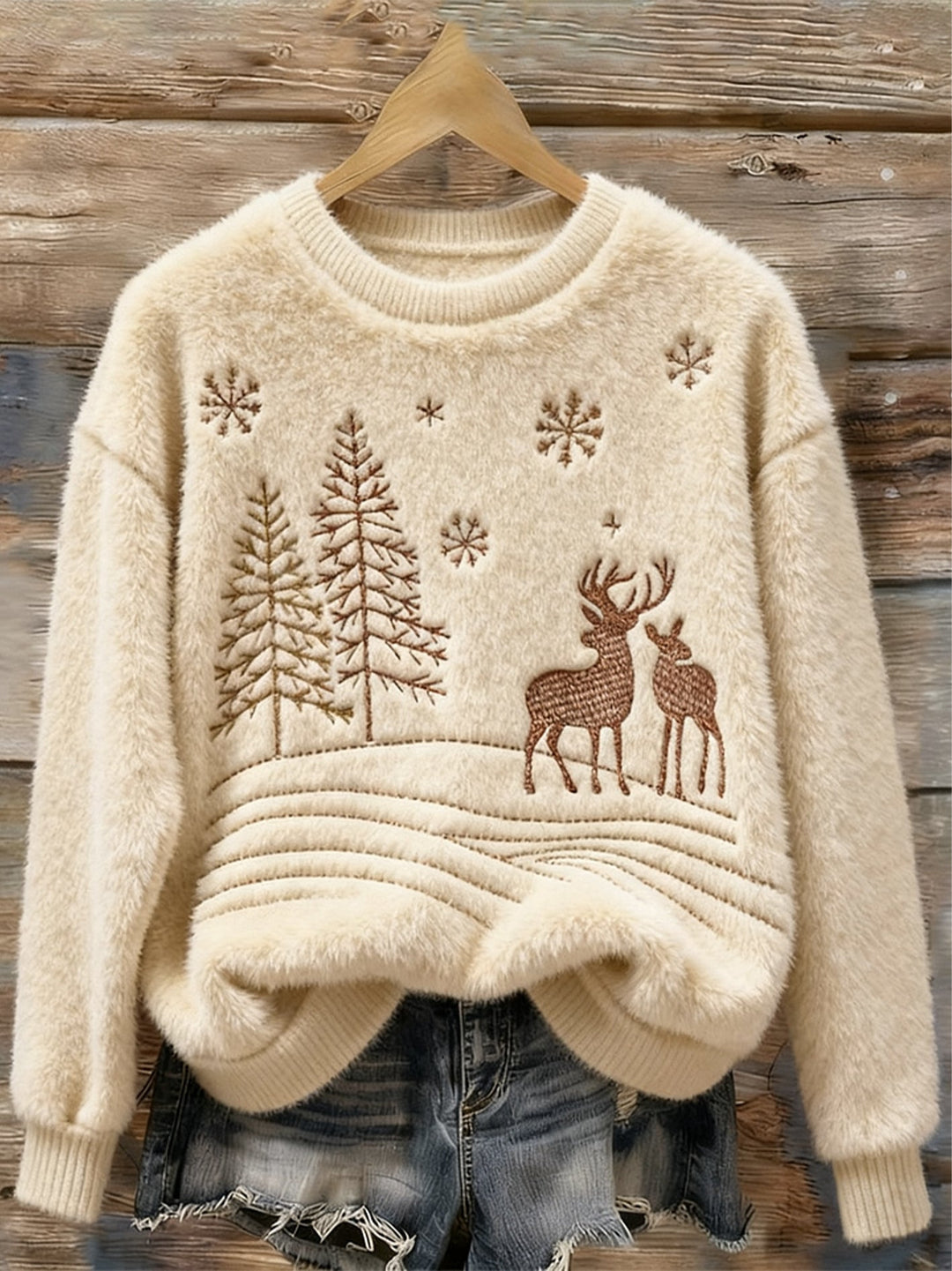 Mysig julkonst flanell sweatshirt för kvinnor